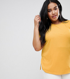 Туника в рубчик с разрезами New Look Curve - Желтый