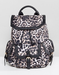 Рюкзак с леопардовым принтом и карманом спереди Yoki - Черный