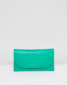 Кожаный кошелек с клапаном и заклепками ASOS DESIGN - Зеленый