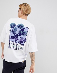 Oversize-футболка с принтом и рукавами средней длины ASOS DESIGN - Белый