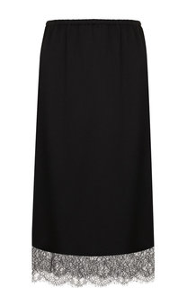 Однотонная юбка с кружевной вставкой Valentino