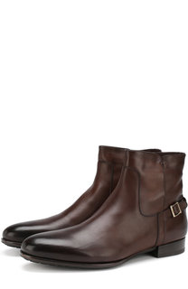 Кожаные сапоги с внутренней отделкой из овчины Santoni