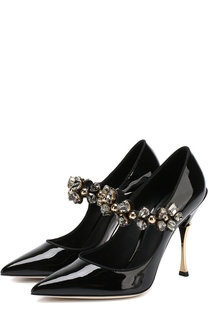 Лаковые туфли Mary Jane Cardinale с декорированным ремешком Dolce & Gabbana