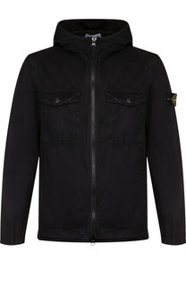 Хлопковая куртка на молнии с капюшоном Stone Island