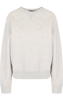 Однотонный хлопковый пуловер с круглым вырезом Polo Ralph Lauren