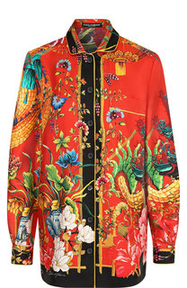 Шелковая блуза прямого кроя с принтом Dolce & Gabbana