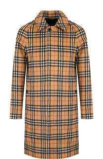 Однобортное шерстяное пальто в клетку Burberry