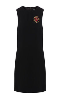 Однотонное мини-платье с круглым вырезом и декоративной отделкой Dolce & Gabbana