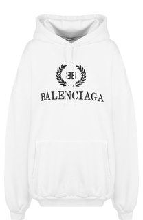 Хлопковая толстовка с капюшоном и логотипом бренда Balenciaga