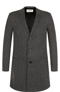 Однобортное пальто из шерсти Saint Laurent