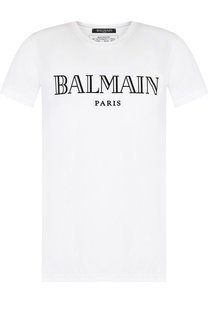 Хлопковая футболка с принтом Balmain