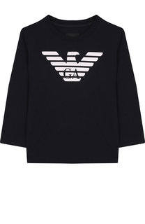 Хлопковый лонгслив с принтом Emporio Armani