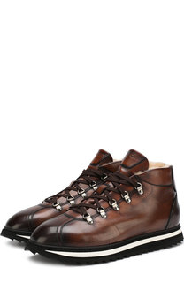 Кожаные ботинки на шнуровке с внутренней меховой отделкой Doucals
