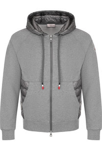Хлопковая толстовка на молнии с капюшоном Moncler