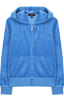 Хлопковый кардиган на молнии с капюшоном и принтом на спине Juicy Couture