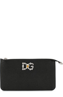 Кожаный кошелек на молнии с декором Dolce & Gabbana