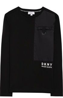 Хлопковый лонгслив с отделкой DKNY