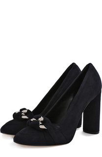 Замшевые туфли на устойчивом каблуке Casadei