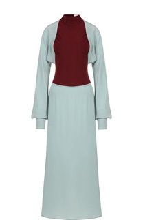 Приталенное шелковое платье с воротником-стойкой Victoria Beckham