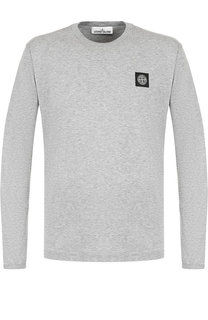 Однотонный хлопковый лонгслив с логотипом бренда Stone Island