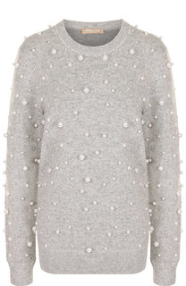 Кашемировый пуловер с круглым вырезом и декоративной отделкой Michael Kors Collection