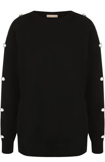 Кашемировый пуловер с круглым вырезом и контрастными пуговицами Michael Kors Collection