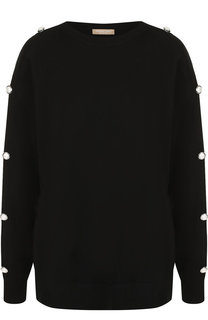 Кашемировый пуловер с круглым вырезом и контрастными пуговицами Michael Kors Collection