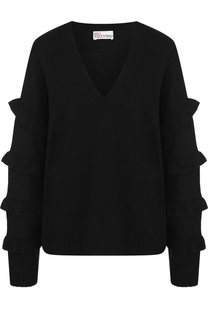 Шерстяной пуловер с V-образным вырезом и оборками REDVALENTINO