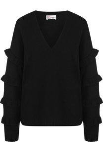 Шерстяной пуловер с V-образным вырезом и оборками REDVALENTINO