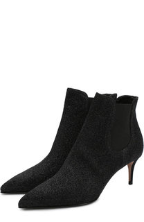 Текстильные ботильоны с люрексом на каблуке kitten heel Le Silla