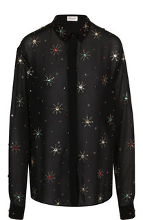 Шелковая блуза с декоративной отделкой Saint Laurent