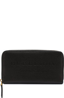 Кожаный кошелек на молнии с тисненым логотипом бренда Burberry
