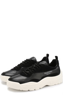 Кожаные кроссовки Valentino Garavani на шнуровке Valentino