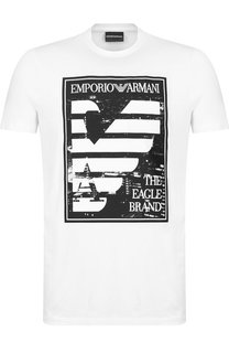Хлопковая футболка с принтом Emporio Armani