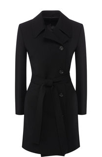 Однотонное шерстяное пальто с поясом Helmut Lang