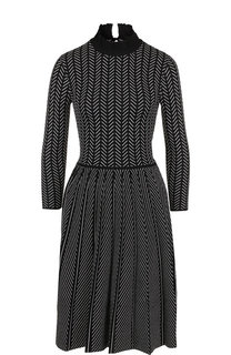 Приталенное платье из вискозы с воротником-стойкой Emporio Armani