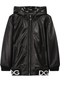 Кожаная куртка на молнии с капюшоном Dolce & Gabbana
