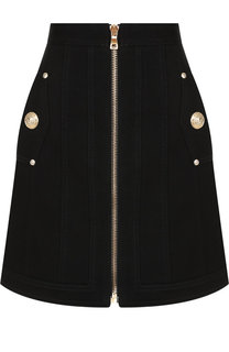 Джинсовая мини-юбка на молнии Balmain