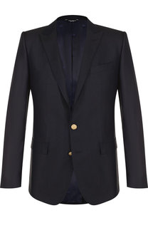 Однобортный пиджак из смеси шерсти и шелка с остроконечными лацканами Dolce & Gabbana