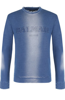 Хлопковый свитшот с логотипом бренда Balmain