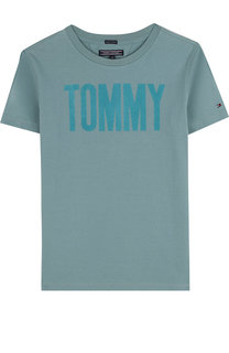 Хлопковая футболка с логотипом бренда Tommy Hilfiger