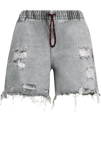 Джинсовые шорты с потертостями и эластичным поясом Denim X Alexander Wang