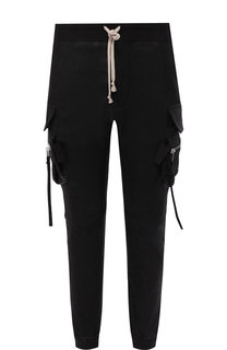 Брюки-карго зауженного кроя из смеси кожи и хлопка Rick Owens