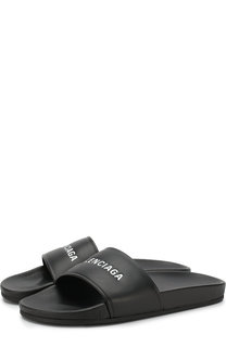 Резиновые шлепанцы Pool с кожаной отделкой Balenciaga