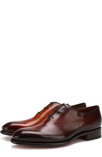 Кожаные оксфорды с патинированием Santoni