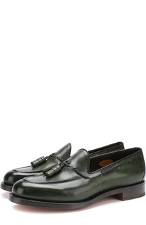 Кожаные лоферы с кисточками Santoni