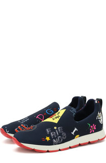 Текстильные кроссовки без шнуровки Dolce & Gabbana