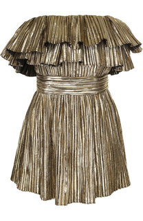 Приталенное мини-платье с оборками Saint Laurent