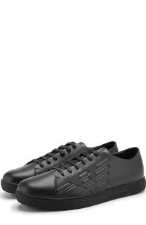 Кожаные кеды на шнуровке Emporio Armani