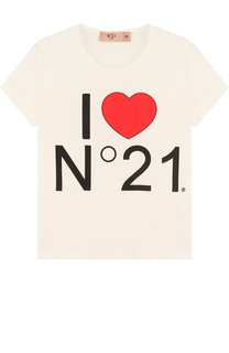 Хлопковая футболка с принтом No. 21